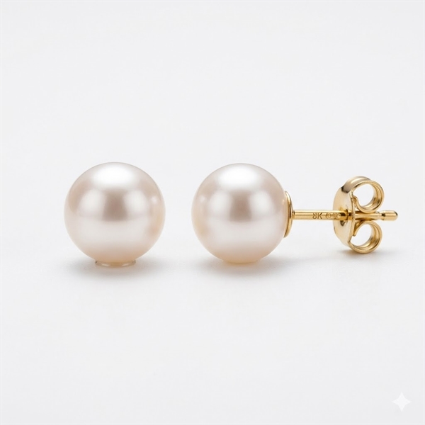 8 Karat Süßwasserperlen-Ohrstecker, 6-6,5 mm